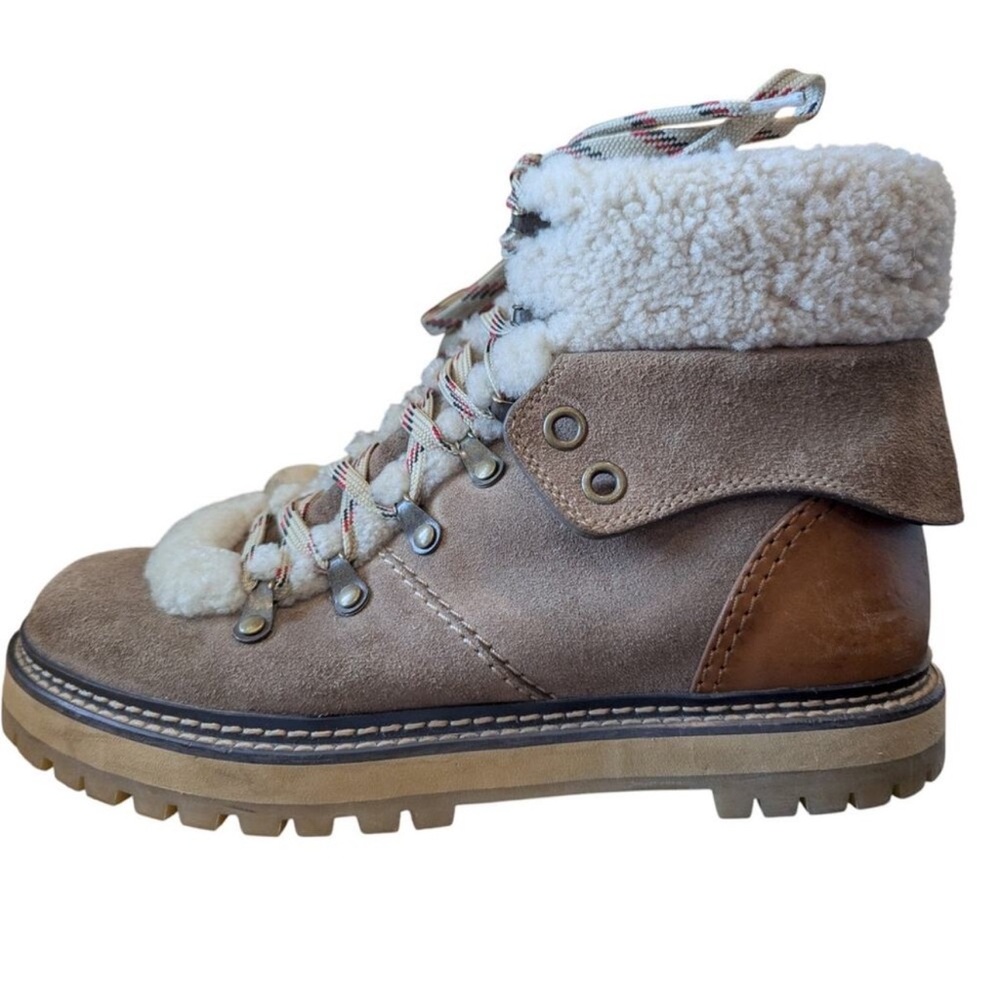 See by Chloe Shearling Lined Suede Taupe Boots - Picture 2 of 6